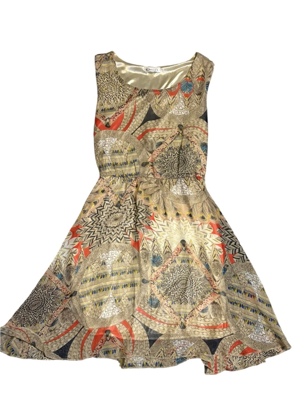 L.A. Soul Abstract Print Fit & Flare Dress Women’s Extra Large Boho Artsy